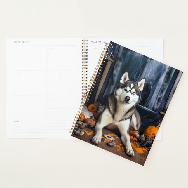Sibérie Husky Citrouille Halloween effrayant (Devant avec enveloppe)