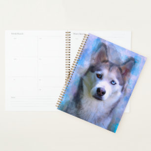 Sibérie Husky Dog Eau Couleur Art Peinture