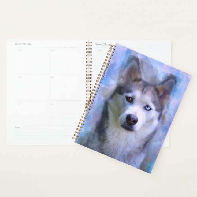Sibérie Husky Dog Eau Couleur Art Peinture (Devant avec enveloppe)