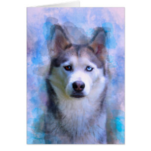 Sibérie Husky Dog Eau Couleur Art Peinture