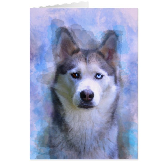 Sibérie Husky Dog Eau Couleur Art Peinture (Devant)