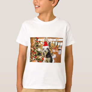 Sibérien Husky Christmas Tree Tshirt Tee - shirt