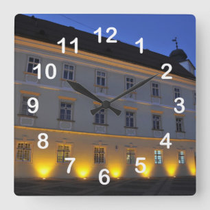 Sibiu at night square wall clock