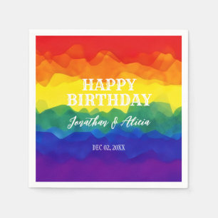 Sibling Colourful Rainbow Joint Birthday Napkin
