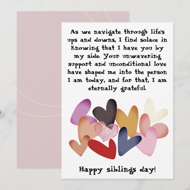 Siblings Day / Birthday Brothers Sisters Greeting  Card (Front/Back)