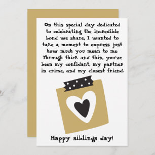 Siblings Day / Birthday Brothers Sisters Greeting  Card