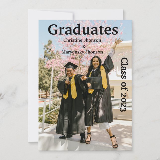  Siblings graduation ceremony 3 photos Graduation  Announcement (Front)