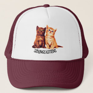 Siblings kittens, two cute cats trucker hat