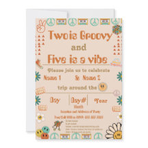 Siblings Retro Birthday Invitation