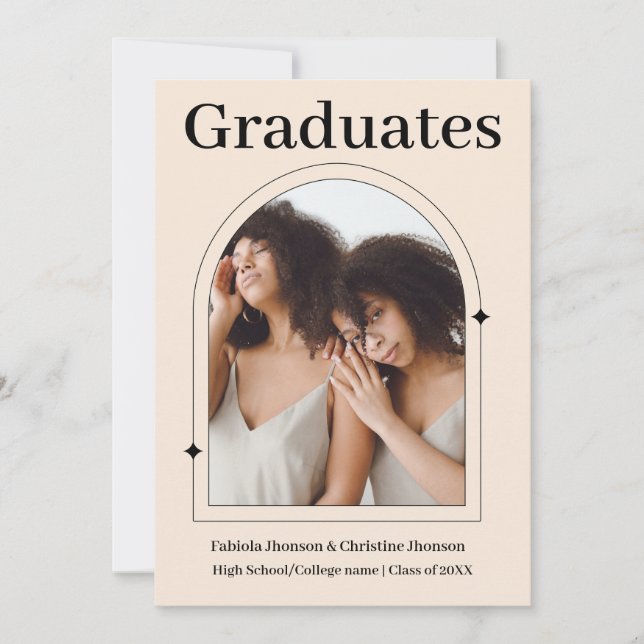 Siblings Rose gold 5 photos graduation Announcement (Front)
