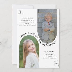 siblings simple birthday party invitation