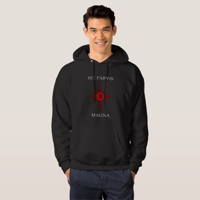 Sic Parvis Magna Black Basic Men's Hoody (Front Full)