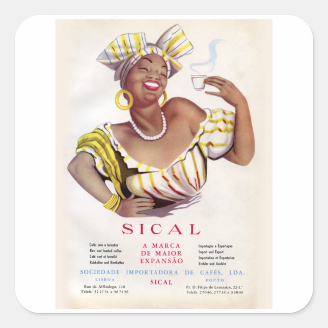 Sical Coffee - Vintage Coffee Ad Square Sticker (Front)