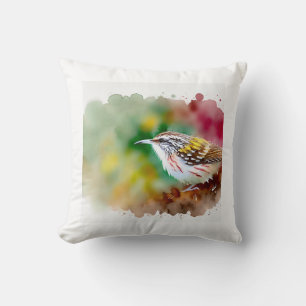 Sichuan Treecreeper 140724AREF103 - Watercolor Throw Pillow
