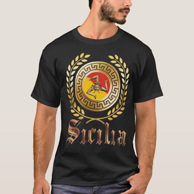 Sicile Drapeau et T-shirt Emblem (Devant)
