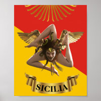 Sicile / Poster sicilien Medusa Trinacria