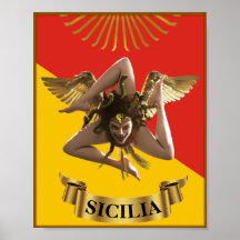 Sicile / Poster sicilien Medusa Trinacria