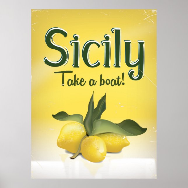 Sicile - Prendre un bateau vintage citron poster d (Devant)