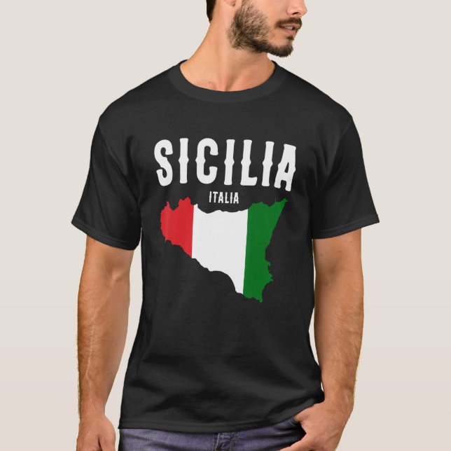 Sicilia Flag Sicily Palermo Italy 19 T-Shirt (Front)