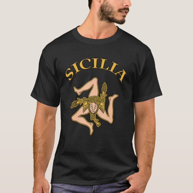 Sicilia Flag Sicily Palermo Italy 4 T-Shirt (Front)