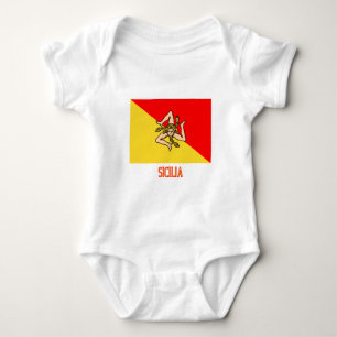 Sicilia flag with name baby bodysuit