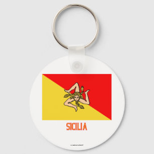 Sicilia flag with name keychain