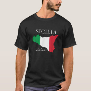 Sicilia Map Italia Flag Sicilia Island Proud Sicil T-Shirt