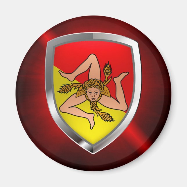 Sicilia Mettalic Emblem Magnet (Front)