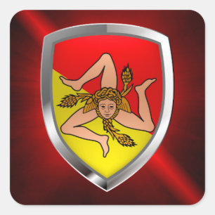 Sicilia Mettalic Emblem Square Sticker