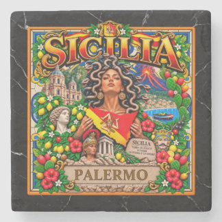 SICILIA Sicilian Design Customize Name PALERMO Stone Coaster