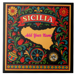 Sicilia Sicilian Design Tile (customize with name)