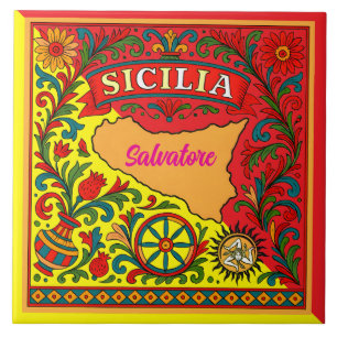 Sicilia Sicilian Design Tile (customize with name)