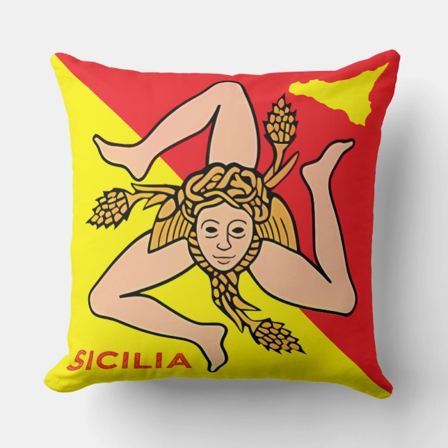 Sicilia Sicilian Flag of Sicily Trinacria Pillow (Front)