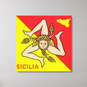 Sicilia Sicilian Flag of Sicily Trinacria Pillow Canvas Print