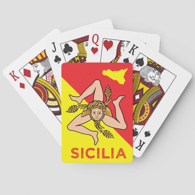 Sicilia Sicilian Flag of Sicily Trinacria  Playing Cards (Back)