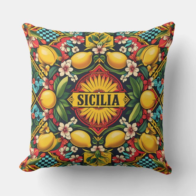 Sicilia Sicilian Pattern Outdoor Pillow (Front)