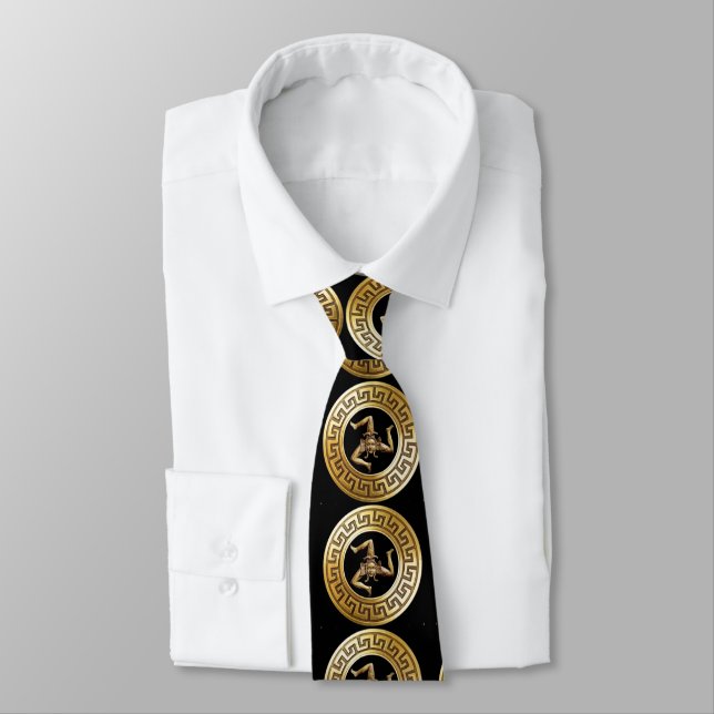 Sicilia (Symbole Trinacria) Cravate d'or Premium (Attaché)