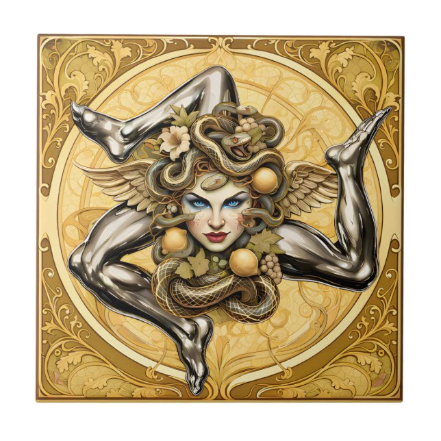 Sicilia Trinacria Sicilian design  Tile (Front)