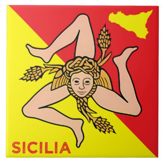 Sicilia Trinacria Sicilian Flag design  Tile