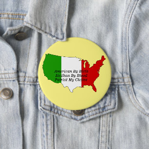 Sicilian American Italian Patriot USA Map 4 Inch Round Button