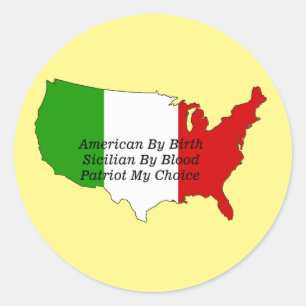  Sicilian American Italian Patriot USA Map  Classic Round Sticker