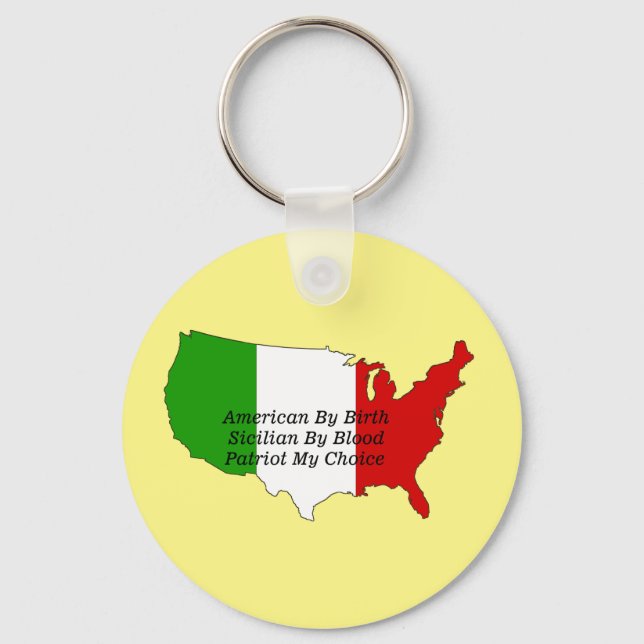 Sicilian American Italian Patriot USA Map  Keychain (Front)