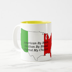 Sicilian American Italian Patriot USA Map  Two-Tone Coffee Mug