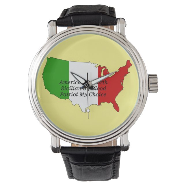 Sicilian American Italian Patriot USA Map   Watch (Front)
