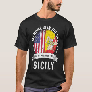 Sicilian American Patriot Grown Proud Home USA Fla T-Shirt