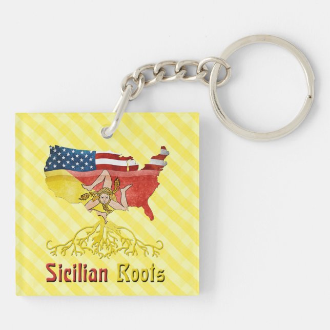 Sicilian American Roots, Sicily Keychain (Back)