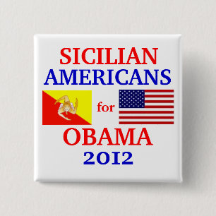 Sicilian Americans for Obama 2 Inch Square Button