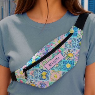 Sicilian Azulejo Turquoise Citrus Mediterranean Fanny Pack