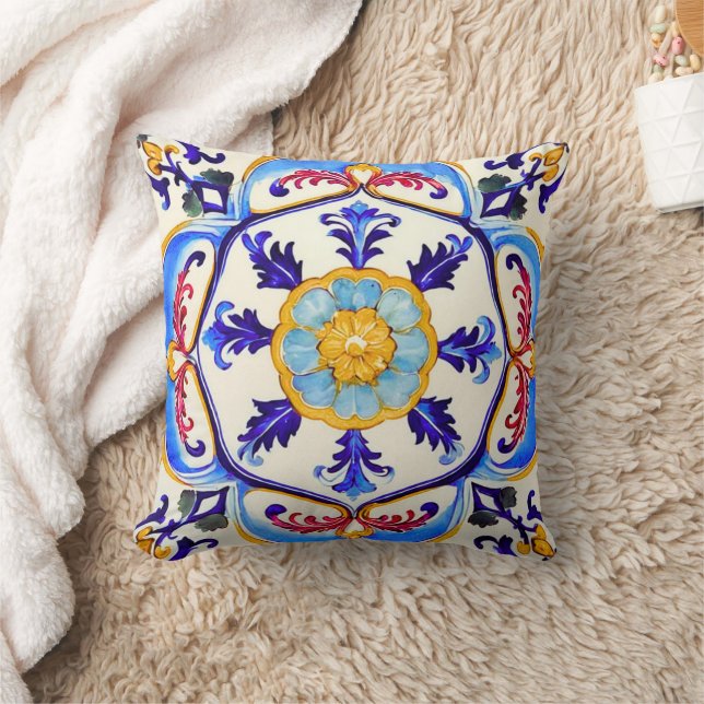 Sicilian Baroque Flower I Throw Pillow (Blanket)