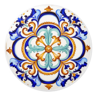 Sicilian Baroque Flower II Ceramic Knob
